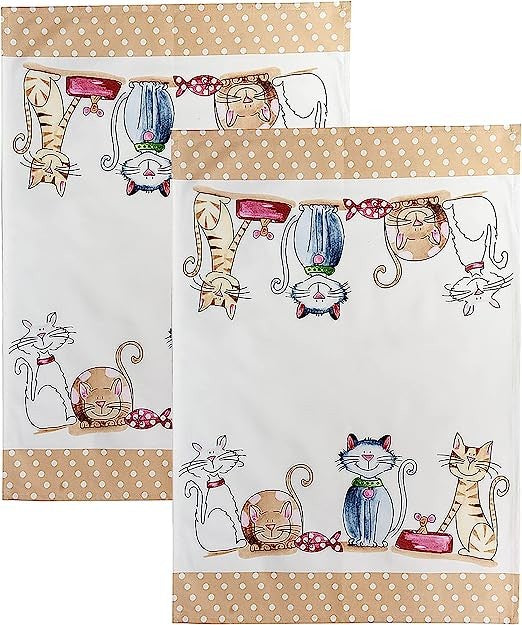 Spotted Dog Tea Towel - Cute Cats Set 2 SALE