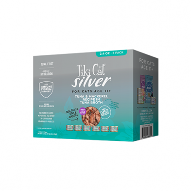 Tiki Cat® Silver™ Senior Whole Foods with Tuna & Mackerel Recipe in Tuna Broth Wet Cat Food 6 x 2.4oz