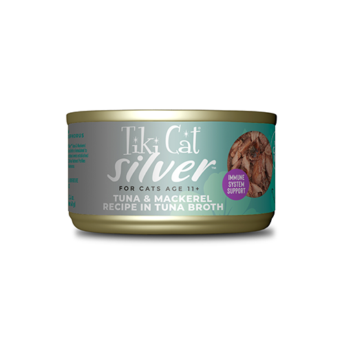 Tiki Cat® Silver™ Tuna & Mackerel Recipe in Broth Wet Cat Food 2.4oz