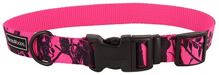 Water And Woods Blaze Adjustable Patterned Dog Collar Neon Pink Tree Dog