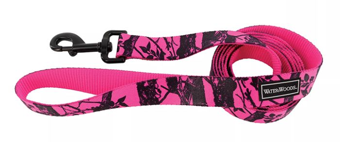 Water And Woods Blaze Adjustable Patterned Dog Leash Neon Pink Tree Dog 1inx6ft