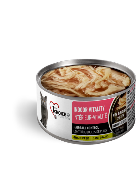 1st Choice Adult Cat Indoor Vitality Shredded Chicken 24/3 oz (8% Case Discount)