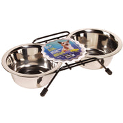 Dogit Stainless Steel Double Dog Diner, Small - with 2 x 400ml (13.5 fl oz) bowls and stand
