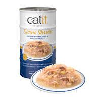 Catit Divine Shreds - Chicken with Mackerel & Broccoli in Jelly - 4 x 85 g Cans