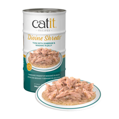 Catit Divine Shreds - Tuna with Seabream & Wakame in Jelly - 4 x 85 g Cans
