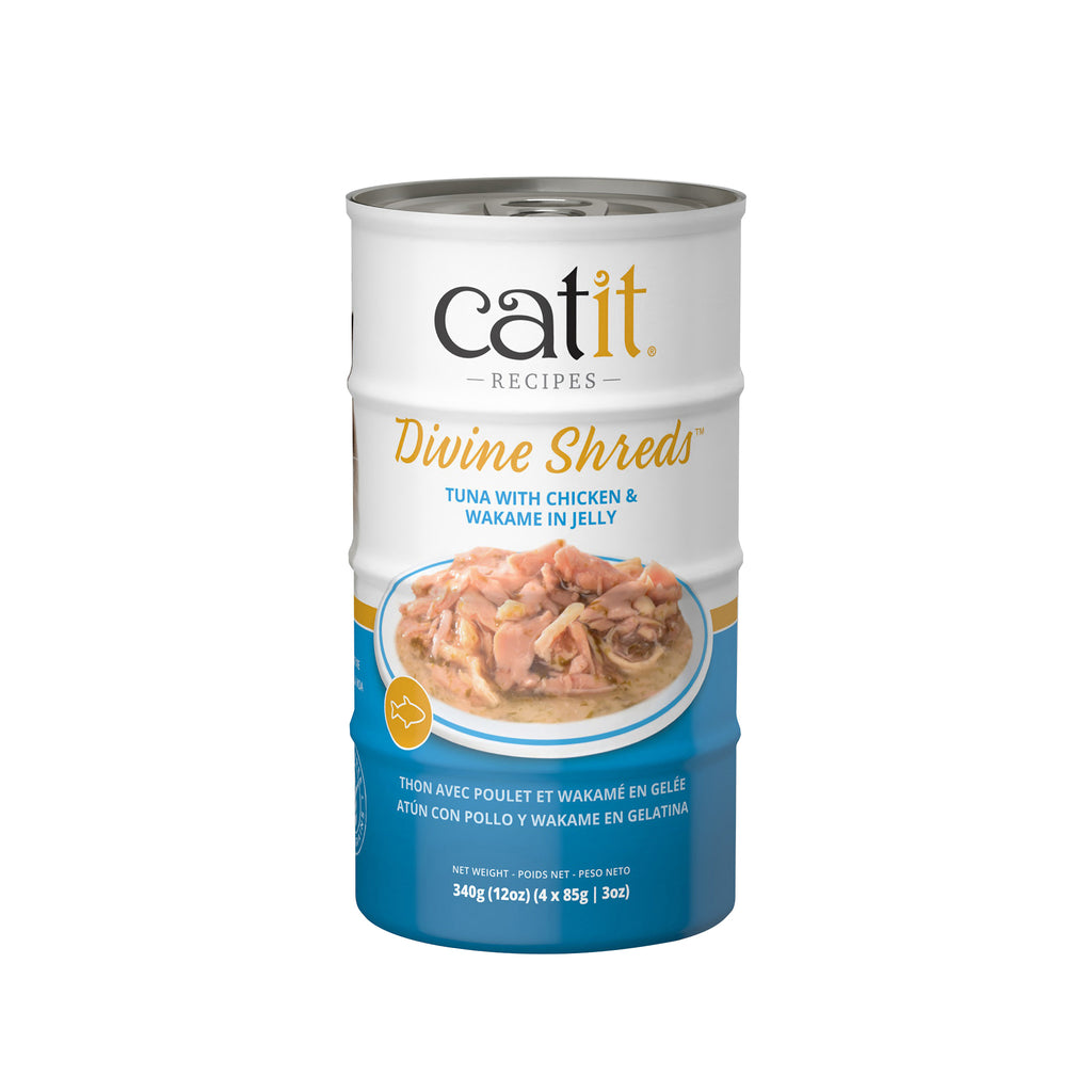 Catit Divine Shreds - Tuna with Chicken & Wakame in Jelly - 4 x 85 g Cans