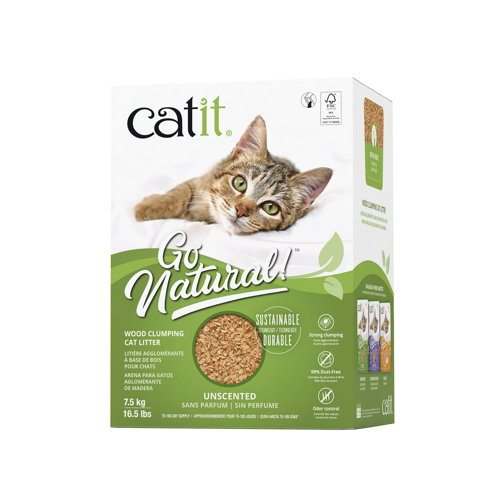 Catit Go Natural! Wood Clumping Cat Litter - 7.5 kg (16.5 lbs) Box