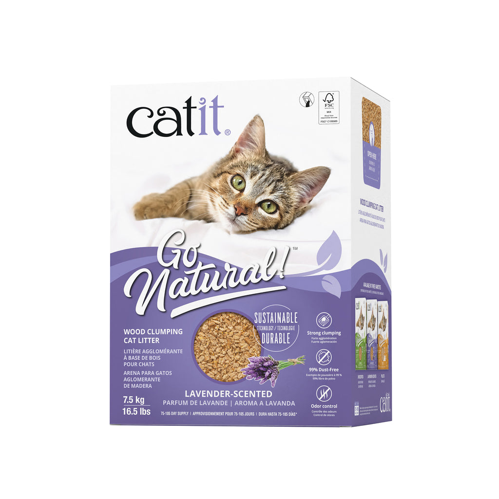 Catit Go Natural! Wood Clumping Cat Litter - Lavender - 7.5 kg (16.5 lbs) Box SALE