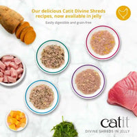 Catit Divine Shreds - Chicken with Tuna & Carrot in Jelly - 4 x 85 g Cans