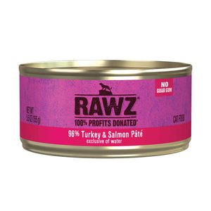 Rawz 96% Turkey & Salmon Pate Cat Food 5.5oz (SINGLE CAN)