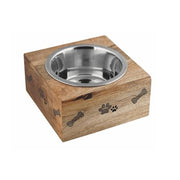 Advance Pet Square With Wood Top With Ss Bowl Dog 2 qt - Natural Pet Foods