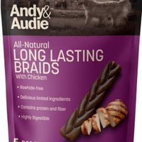 Andy & Audie Rawhide Free Long Lasting Braids 5" Chicken Flavour - Natural Pet Foods