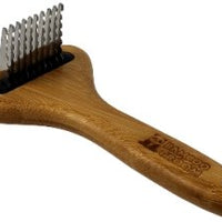 Bamboo Groom Dematting Rake With Stainless Steel Serrated Blades - Natural Pet Foods