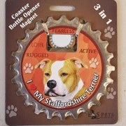 Bottle Ninja - 3 in 1 Coaster/Bottle Opener/ Magnet - Staffordshire Terrier SALE - Natural Pet Foods