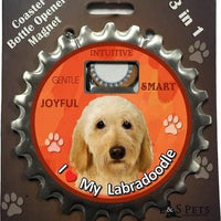 Bottle Ninja 3 in 1 Coaster/Bottle Opener/Magnet - Labradoodle, cream SALE - Natural Pet Foods