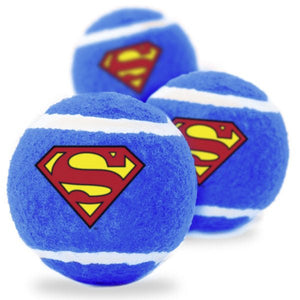 Buckle-Down Squeaky Tennis Ball 3 Pack – Superman Shield - Natural Pet Foods