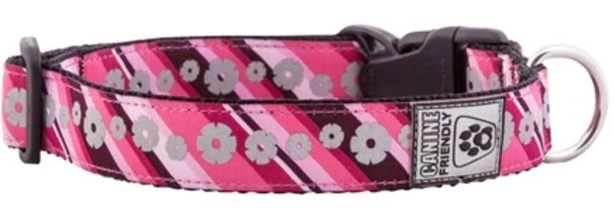 Canine Friendly Reflective Clip Collar - Rosey Posey Flowers - Natural Pet Foods