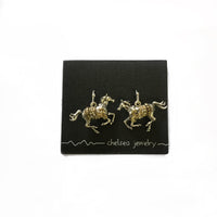 Chelsea Pewter - Silver & Gold Horses Earring - Natural Pet Foods