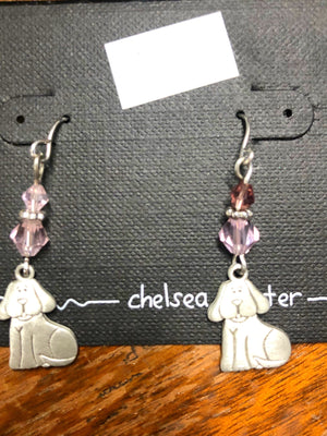 Chelsea Pewter Sitting Dog earrings - Natural Pet Foods