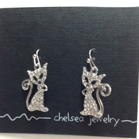 Chelsea Pewter Sparkly Cat Earrings - Natural Pet Foods