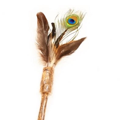 Define Planet Cat Peacock Feather on Silver Vine Wand - Natural Pet Foods