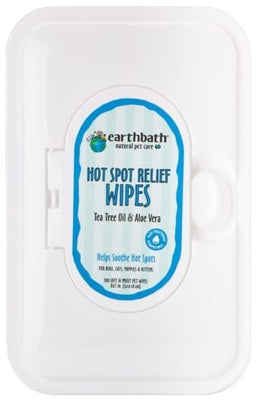 Earthbath - Hot Spot Relief Wipes - Tea Tree Oil & Aloe Vera - Natural Pet Foods