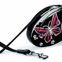 Flexi Glam Butterfly Retractable Tape Lead with Swarovski Crystals - Natural Pet Foods