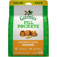 Greenies Canine Pill Pockets Treats Chicken Flavor for Capsules 15.8 oz (60 ct) - Natural Pet Foods