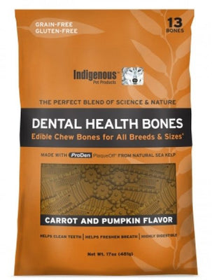 Indigenous Pet Products - Dental Health Bones - Carrot and Pumpkin Flavor - Natural Pet Foods