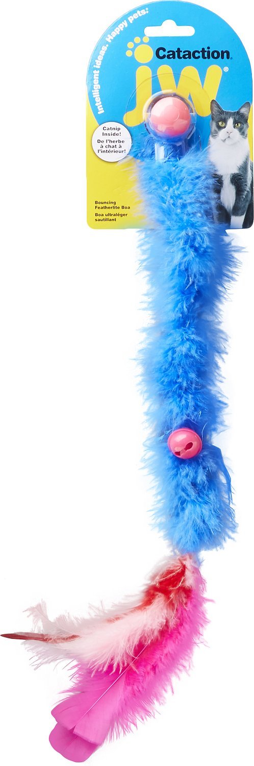 JW Cataction Featherlite Catnip Boa Bouncing Cat Toy Natural Pet