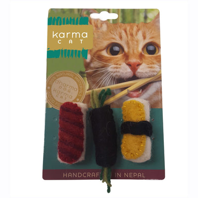 Karma Cat Wool Felt Sushi Set Of 3 Cat Toy - Natural Pet Foods