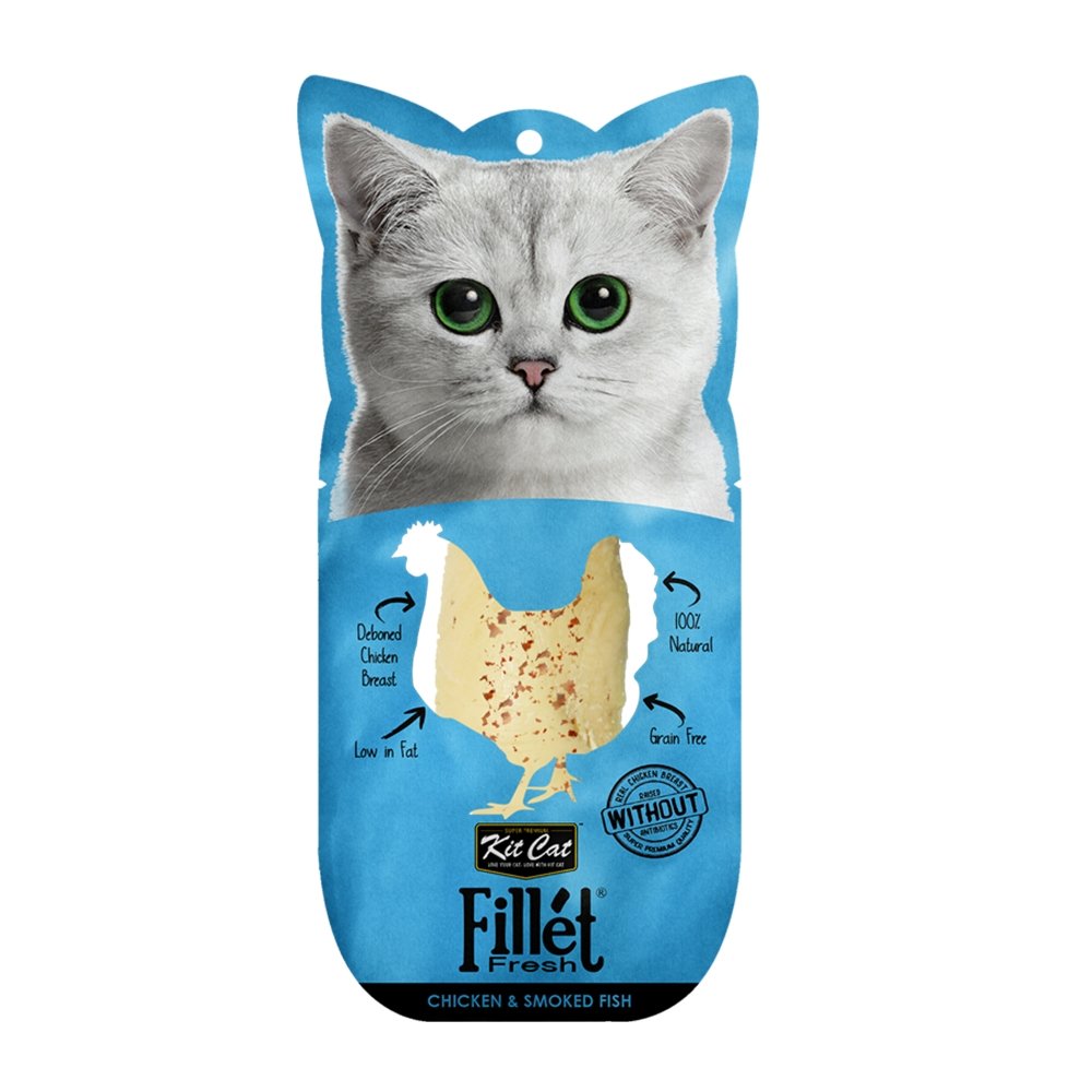 KitCat Fillet Fresh Cat Treat - Chicken and Smoked Fish-30g