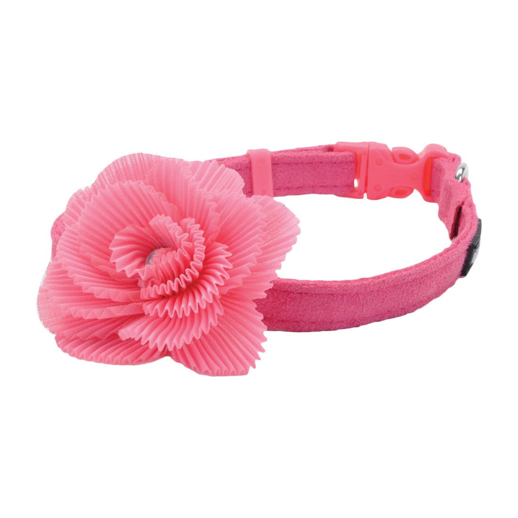 Li'l Pals micro suede collar pink with pink flower - Natural Pet Foods
