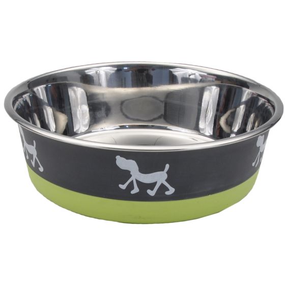Maslow Trade Design Series Non Skid Puppy Design Bowl Greengrey Dog 1.75 Cup - Natural Pet Foods