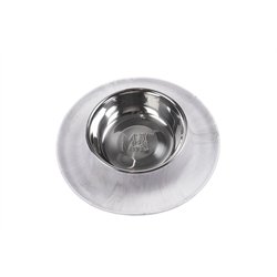 Messy Cats Silicone Feeder with Stainless Saucer Bowl 1.75 Cups Marble Look Grey - Natural Pet Foods