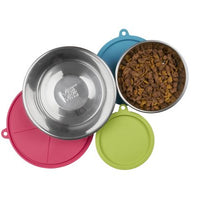 Messy Mutts - 6pc Box Sets (3 Stainless Steel Bowls & 3 Silicone Lids) NEW - Natural Pet Foods