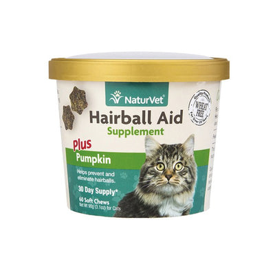 NaturVet - Hairball Aid with Pumpkin CAT 6o Chews - Natural Pet Foods