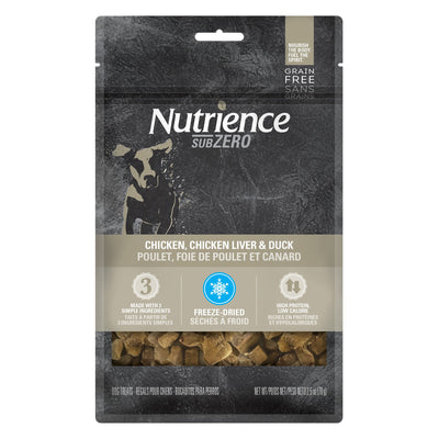 Nutrience Grain Free Subzero Freeze-Dried Fraser Valley Treats - Chicken, Chicken Liver and Duck Liver - 70 g (2.5 oz) - Natural Pet Foods