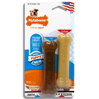 Nylabone 2 Pack Puppy Chew -Chicken And Peanut Butter - Natural Pet Foods