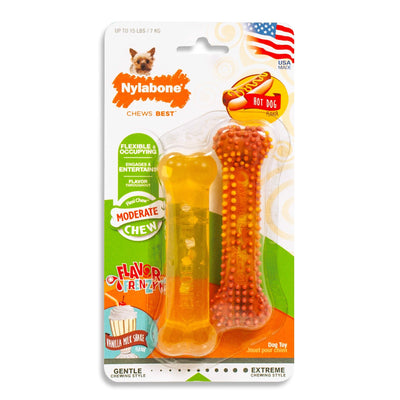 Nylabone Flavor Frenzy 2 Pack - Hot Dog & Vanilla Milkshake NEW - Natural Pet Foods