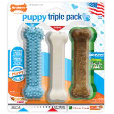 Nylabone Puppy Chew Toys & Treat Triple Pack Blue Regular - Natural Pet Foods