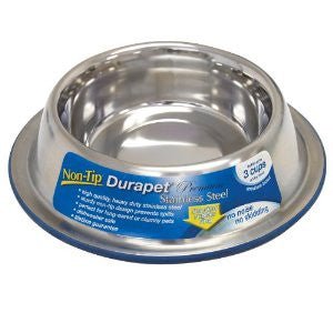 Ourpets Durapet - Premium Stainless Steel Bowl - Non Tip - Natural Pet Foods