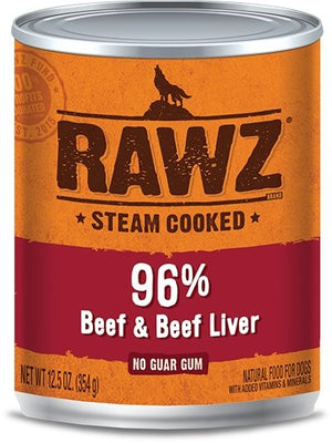 Rawz 96% Beef & Beef Liver dog can 12.5 oz - Natural Pet Foods