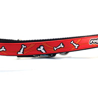 Rogz Gator Buckle Collar- Bones on Red XL SALE - Natural Pet Foods