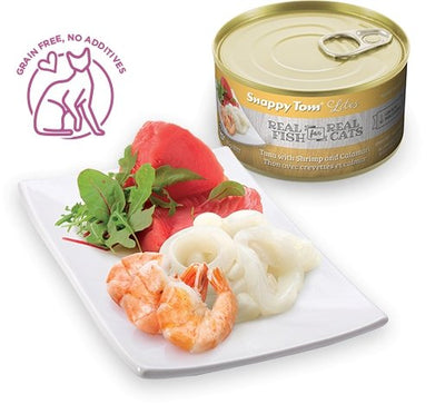 Snappy Tom - Lites Canned Cat Food - Tuna with Shrimp and Calamari - Natural Pet Foods