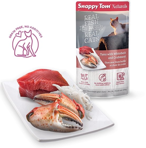 Snappy Tom - Naturals Cat Pouches - Tuna with Whitebait & Crabmeat 100g - Natural Pet Foods