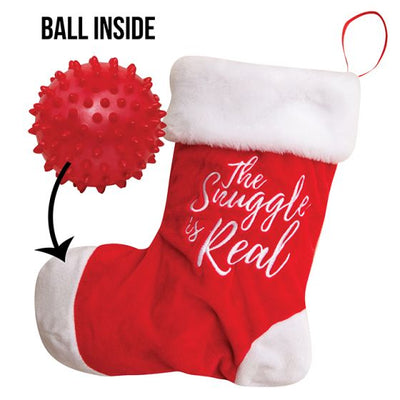 Snugarooz Holiday Hide And Squeak Stocking With Rubber Spikey Ball 12
