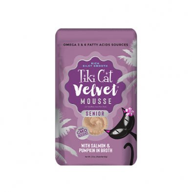 Tiki Cat Velvet Mousse Senior With Salmon Pumpkin In Broth 2.8 oz - Natural Pet Foods