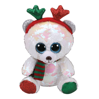 Ty Flippables Mistletoe The Christmas Sequin Bear with Antlers SALE - Natural Pet Foods