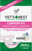 Vets Best Comfort Fit Disposable Female Diaper S Dog 12pk Small - Natural Pet Foods